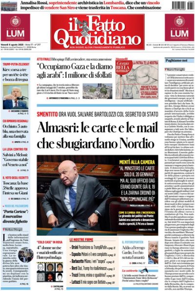 Prima pagina Il Fatto Quotidiano