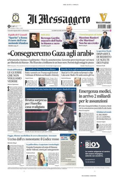Prima pagina Il Messaggero