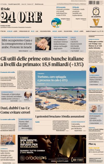 Prima pagina Il Sole 24 ore