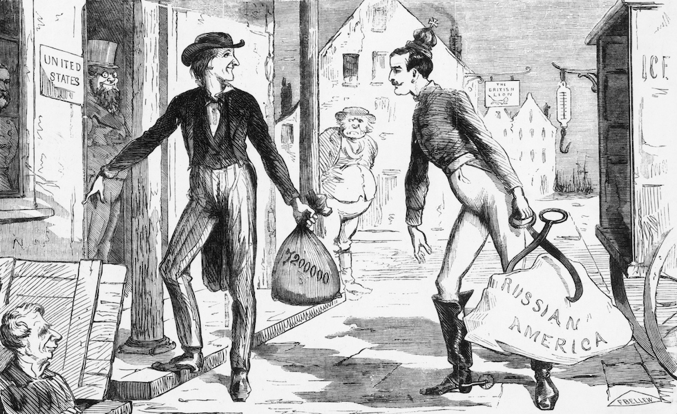 Una vignetta satirica statunitense sull'acquisto dell'Alaska 