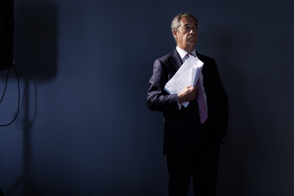 Nigel Farage a una conferenza stampa a Londra, il 28 luglio 