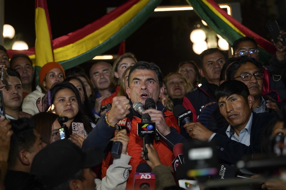 Rodrigo Paz dopo la diffusione dei risultati preliminari, a La Paz, il 17 agosto 