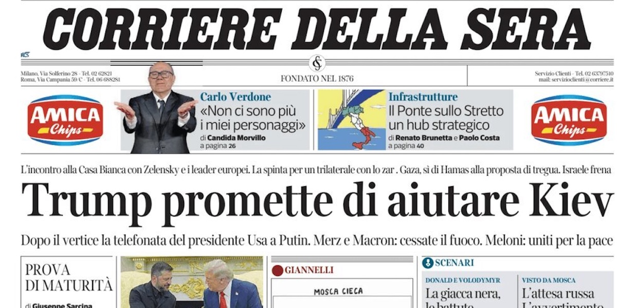 Le prime pagine di martedì 19 agosto 2025