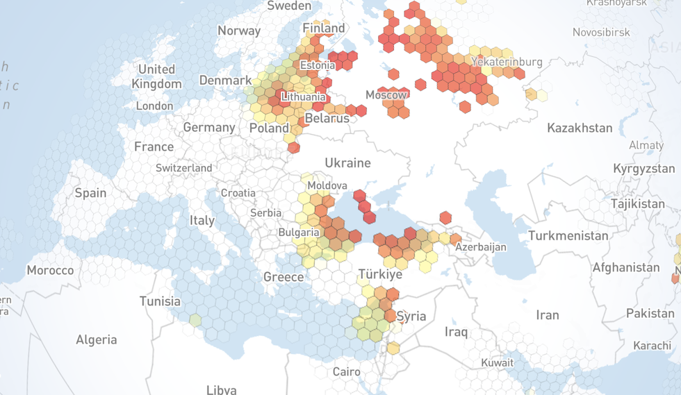 Mappa dell'Europa che mostra i casi di jamming del 31 agosto 2025