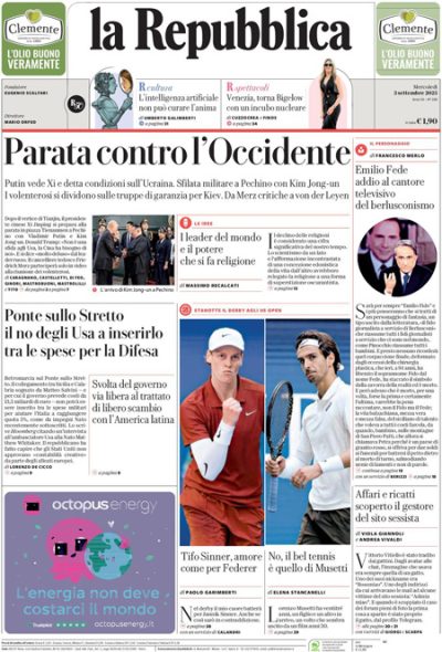 Prima pagina La Repubblica