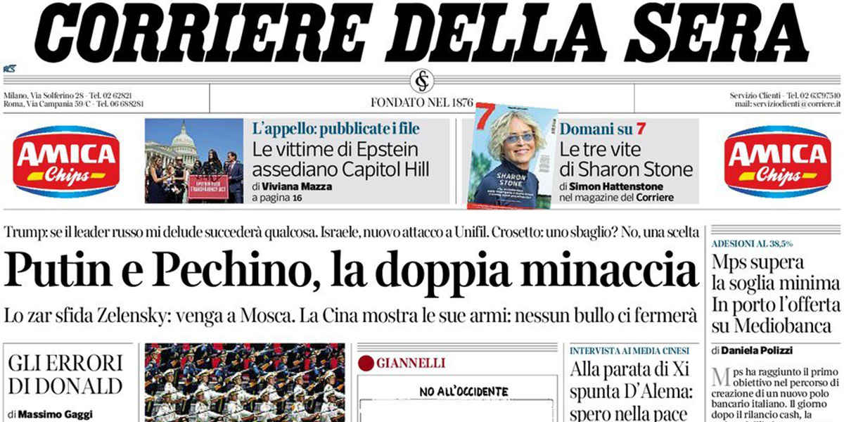 Le prime pagine di oggi