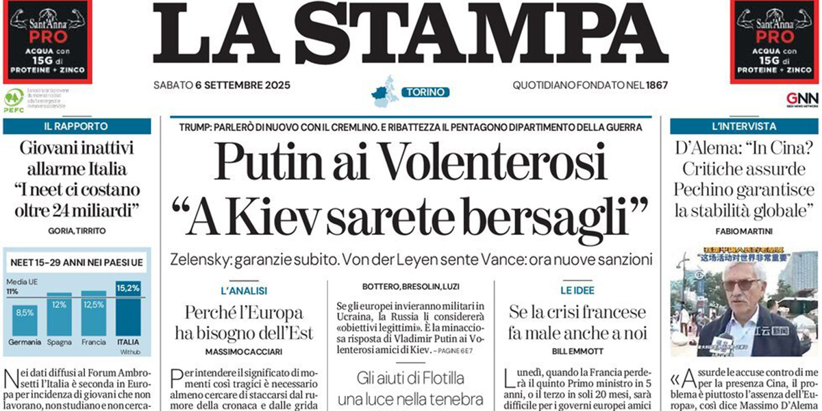 Le prime pagine di oggi