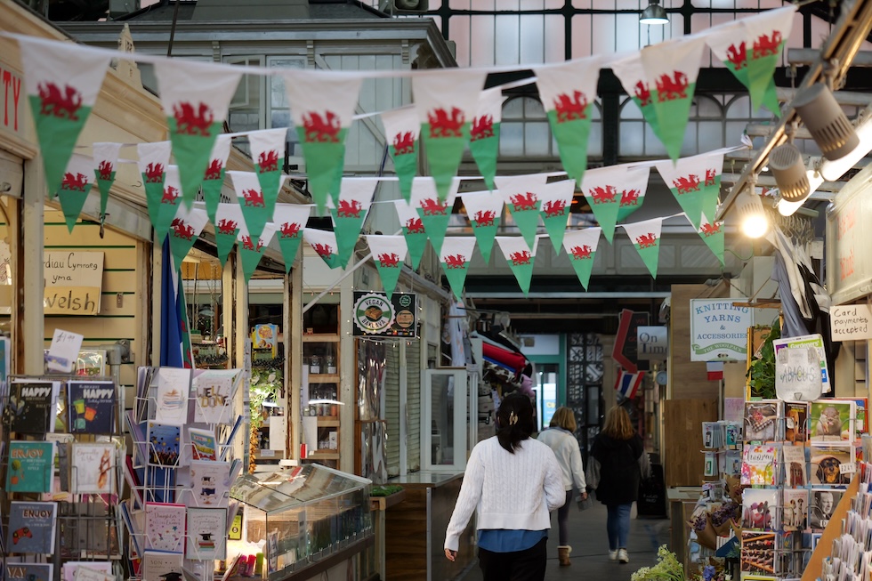 L'interno del mercato coperto di Cardiff, il 3 settembre