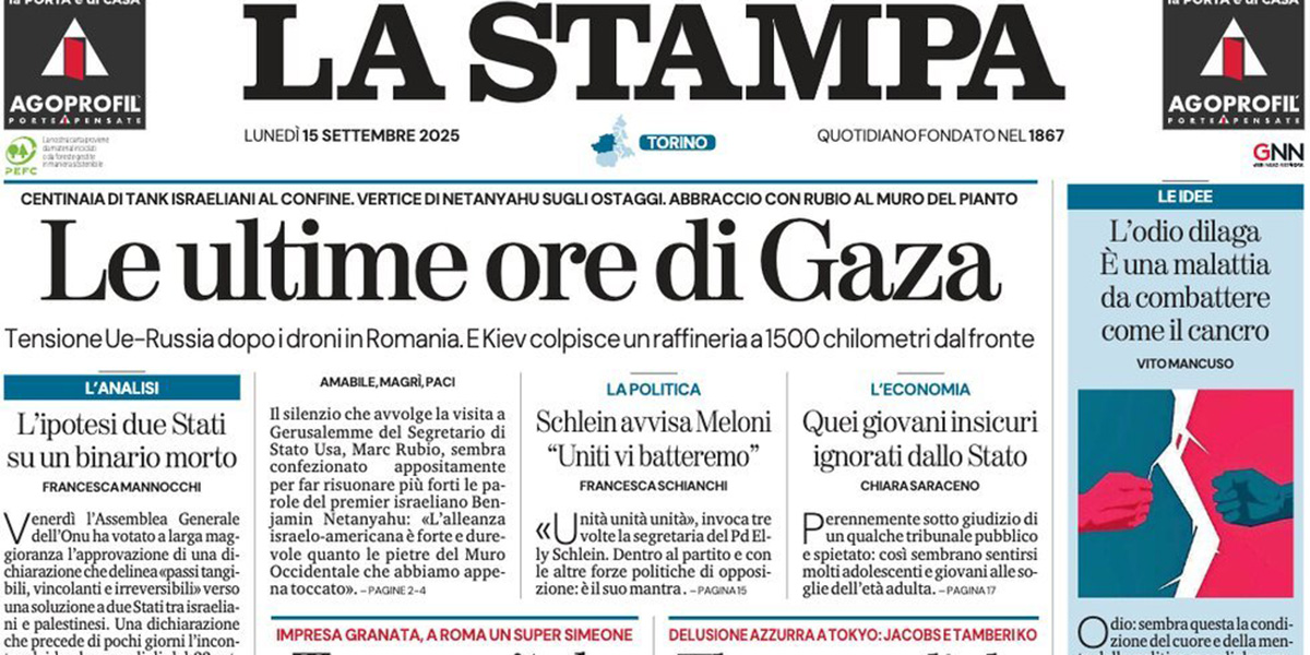 Le prime pagine di oggi