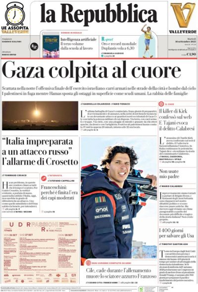 Prima pagina La Repubblica