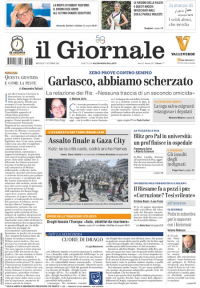 Prima pagina Il Giornale