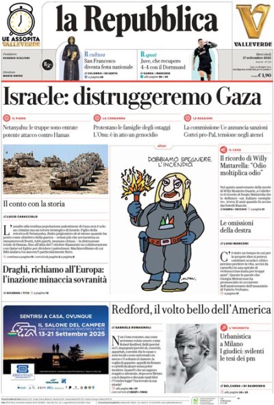 Prima pagina La Repubblica