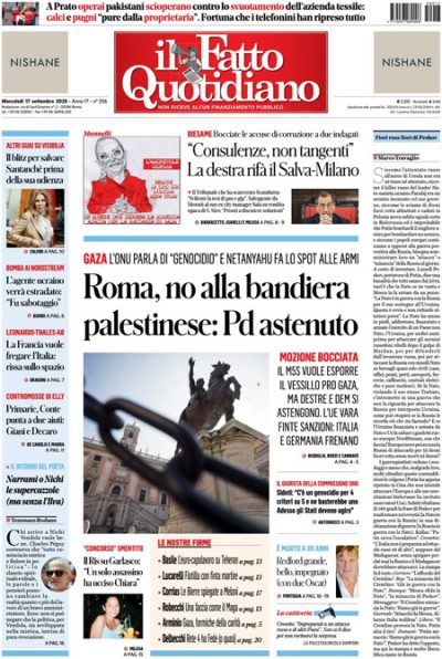 Prima pagina Il Fatto Quotidiano