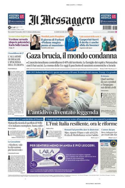 Prima pagina Il Messaggero