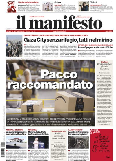 Prima pagina Il Manifesto