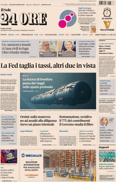 Prima pagina Il Sole 24 ore