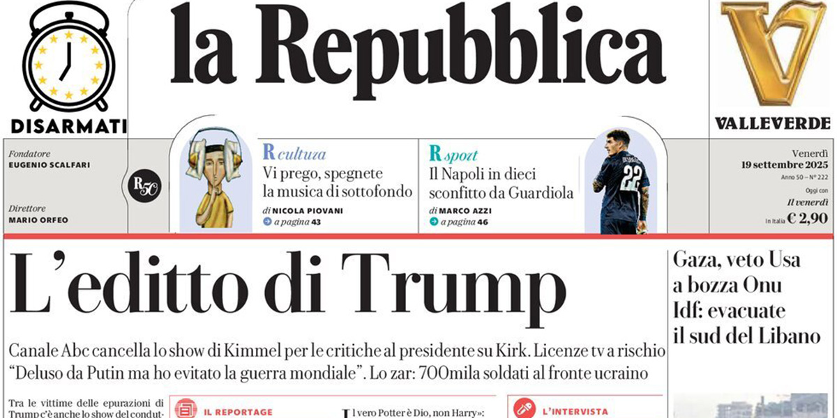 Le prime pagine di oggi