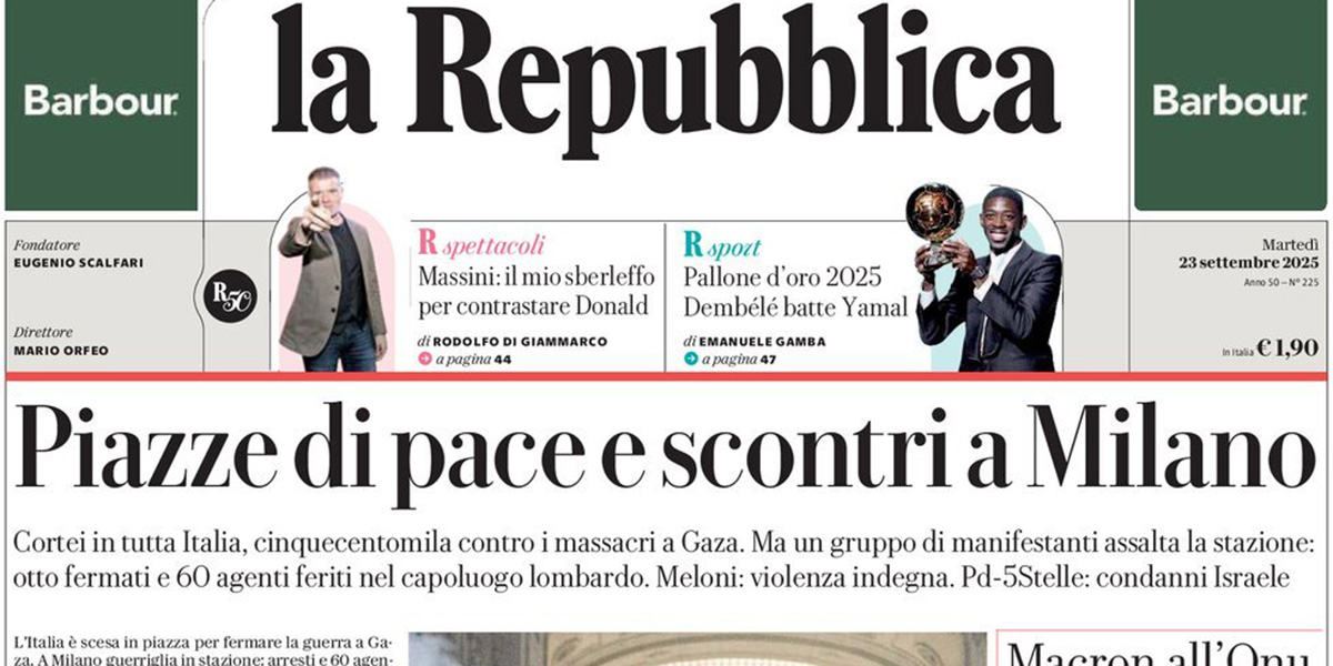 Le prime pagine di oggi