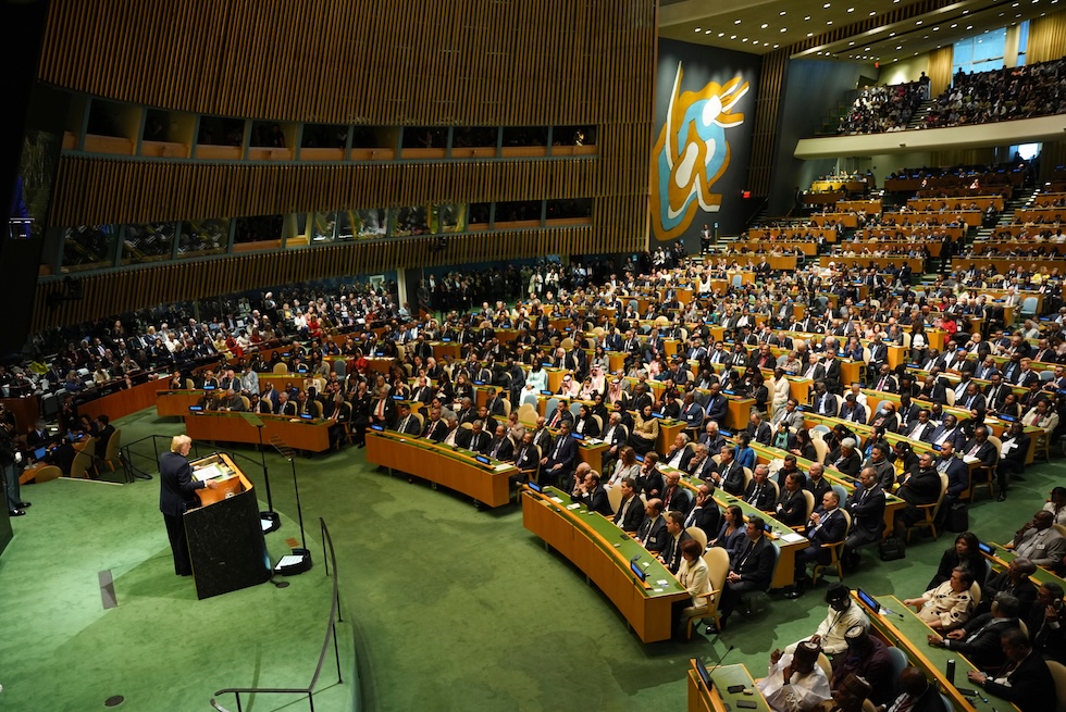 Trump durante il discorso alle Nazioni Unite del 23 settembre