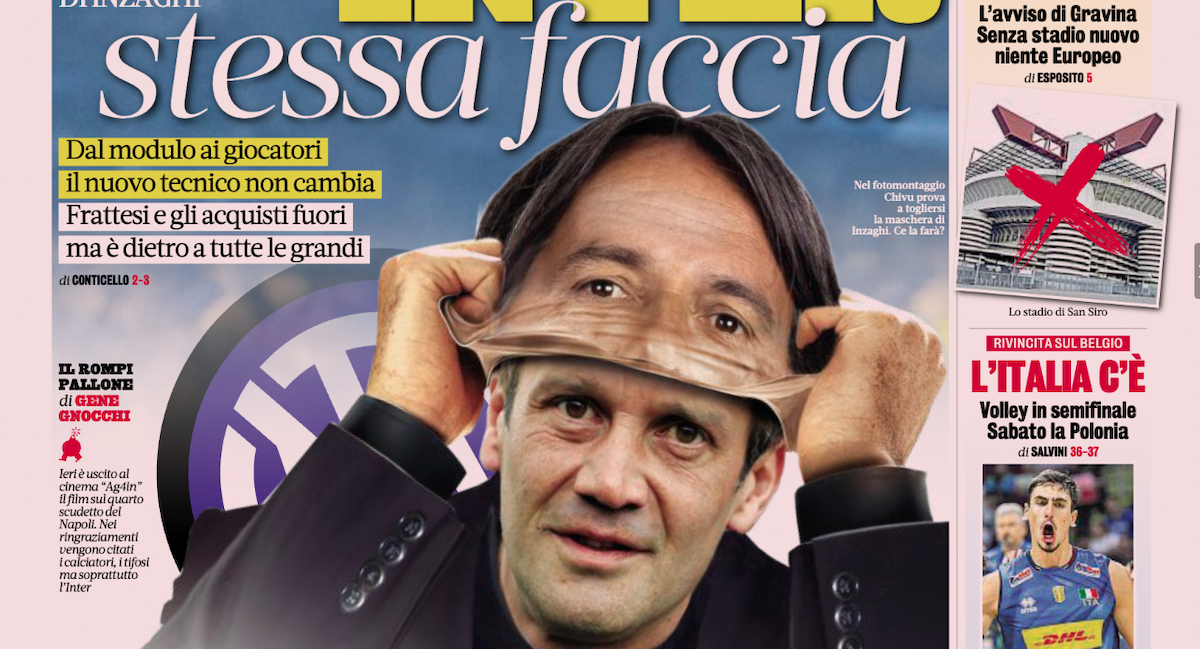 Alla Gazzetta dello Sport piace mascherare gli allenatori dell’Inter con le facce di altri allenatori dell’Inter