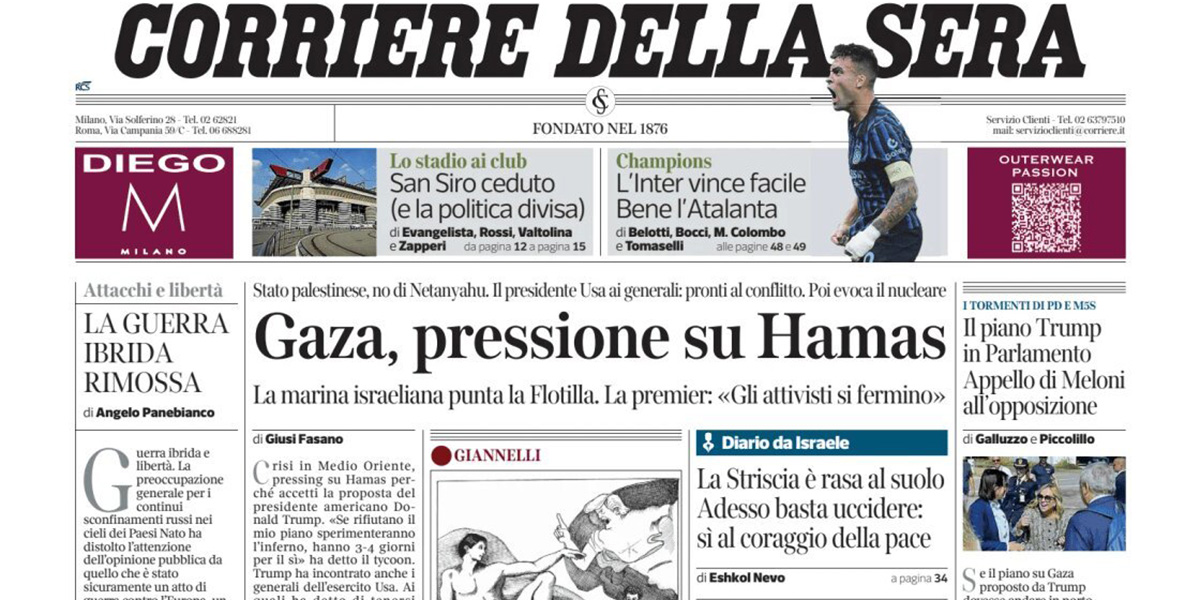 Le prime pagine di oggi
