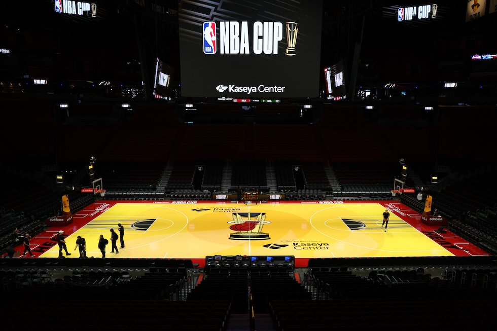 Il campo dei Miami Heat per la NBA Cup, 26 novembre 2024 (Megan Briggs/Getty Images)