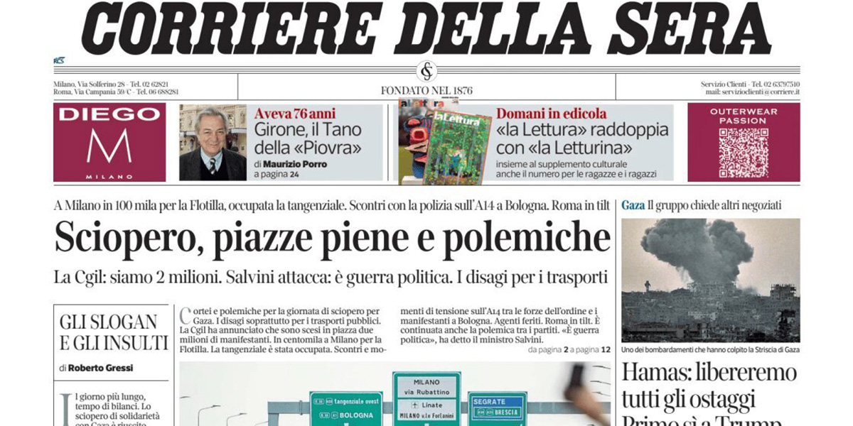 Le prime pagine di oggi