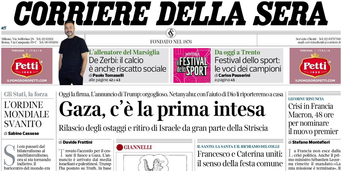 Le prime pagine di oggi