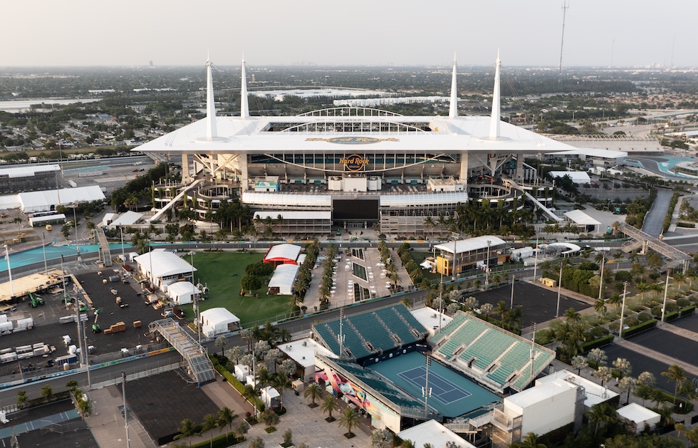 L'Hard Rock Stadium di Miami, lo stadio dei Dolphins che avrebbe dovuto ospitare Villareal-Barcellona, 14 marzo 2024 (Cliff Hawkins - FIFA/FIFA via Getty Images)