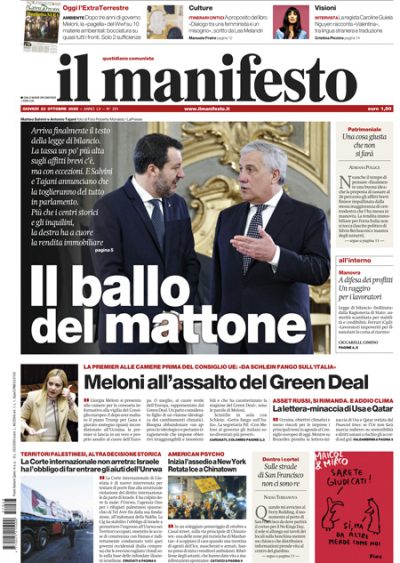 Prima pagina Il Manifesto
