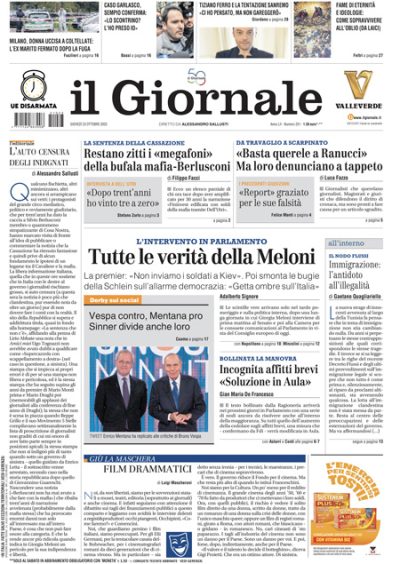 Prima pagina Il Giornale