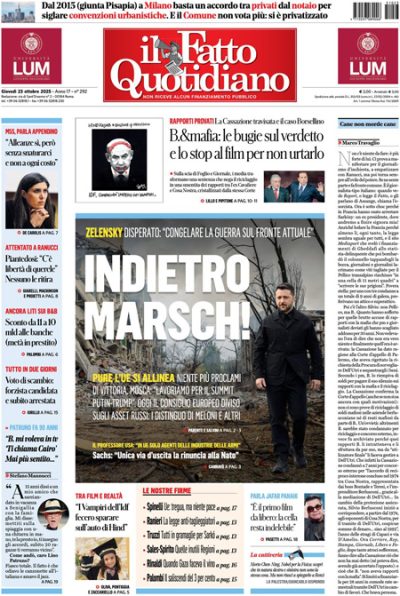 Prima pagina Il Fatto Quotidiano