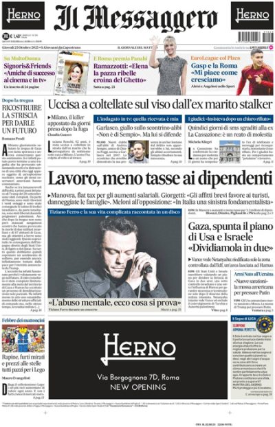 Prima pagina Il Messaggero