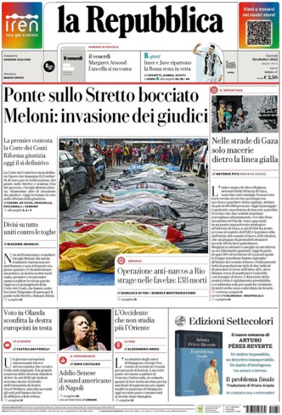Prima pagina La Repubblica
