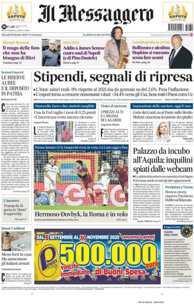 Prima pagina Il Messaggero