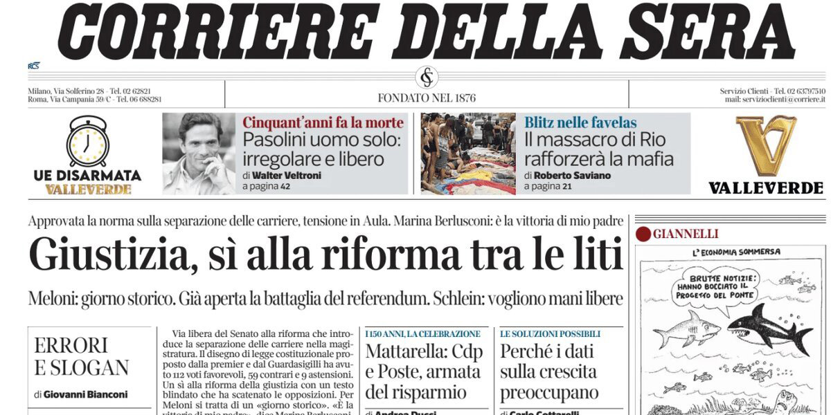 Le prime pagine di oggi