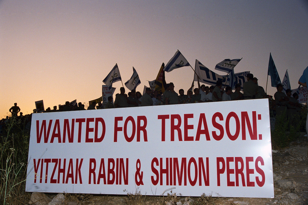 Una manifestazione contro Rabin, settembre 1993
