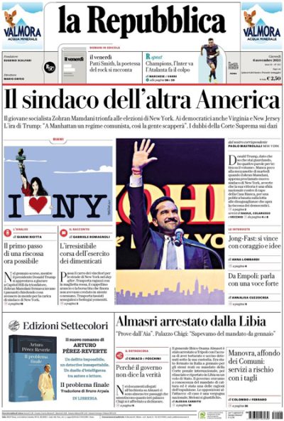 Prima pagina La Repubblica
