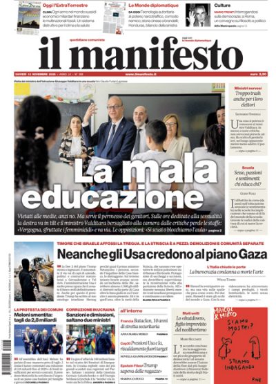 Prima pagina Il Manifesto
