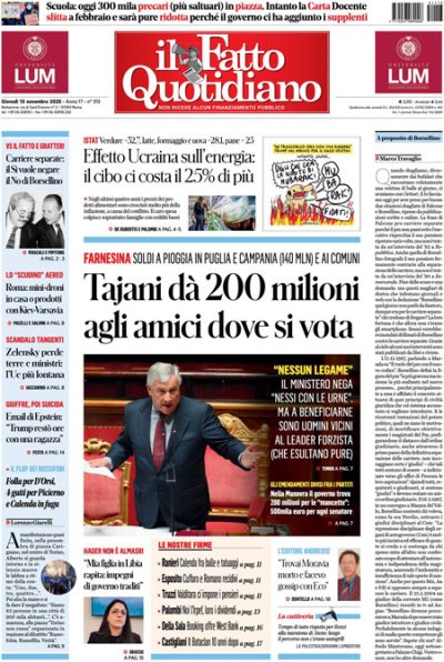 Prima pagina Il Fatto Quotidiano