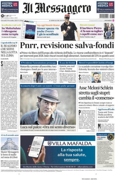 Prima pagina Il Messaggero
