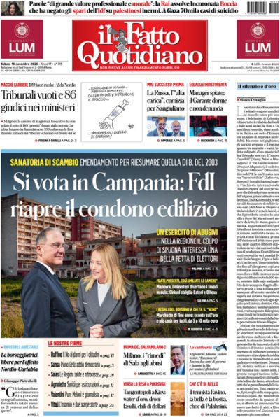 Prima pagina Il Fatto Quotidiano