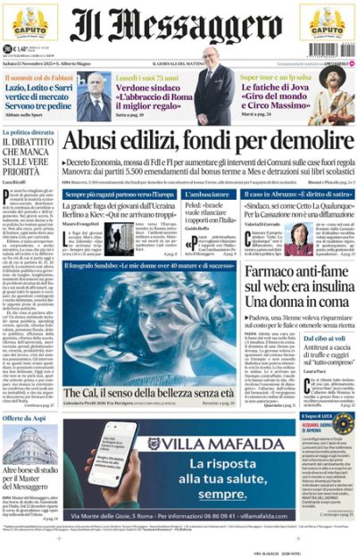Prima pagina Il Messaggero