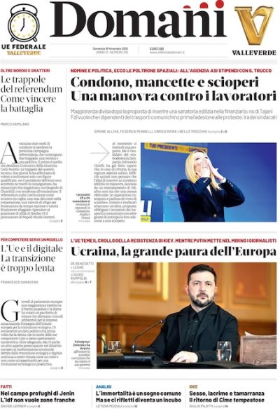 Prima pagina Domani