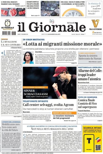 Prima pagina Il Giornale
