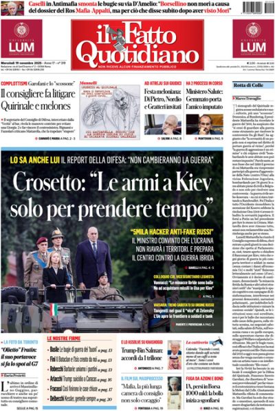 Prima pagina Il Fatto Quotidiano