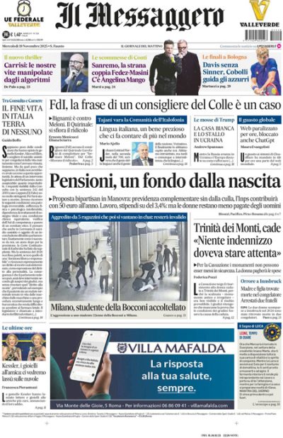 Prima pagina Il Messaggero