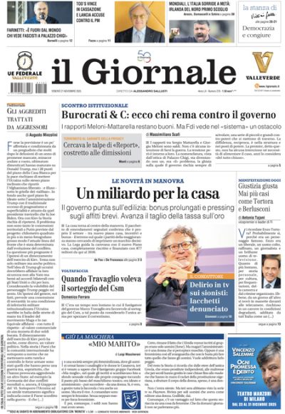 Prima pagina Il Giornale