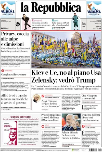 Prima pagina La Repubblica