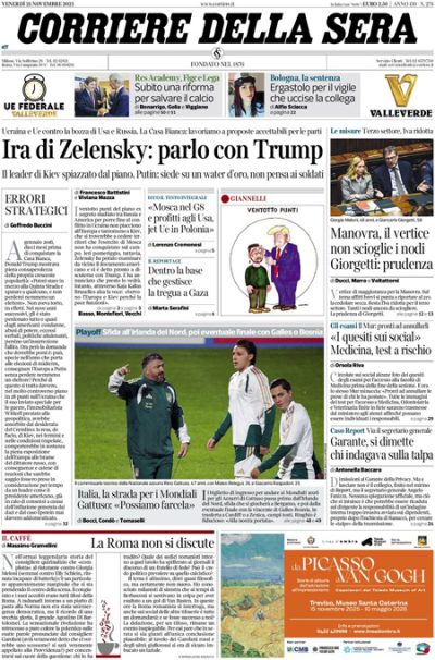 Prima pagina Corriere della sera